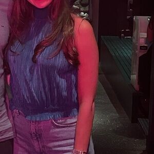 Zara Blue Pleated Top